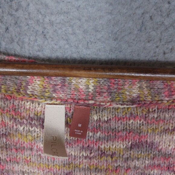 Pilcro Sweater Women's Medium Pink Speckle Knit Deep V-Neck Side Slits Oversized - Picture 7 of 12